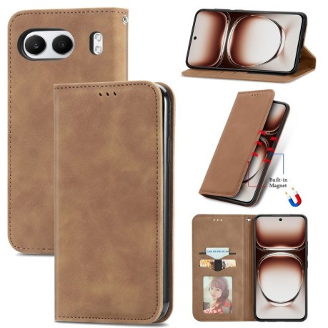 Чехол-книжка Retro Skin Feel Business Magnetic на OnePlus Nord 4 - коричневый