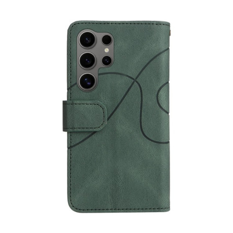 Чехол-книжка Dual-color 9 Card Slots Zipper Wallet Leather для Samsung Galaxy S25 Ultra 5G - зеленый