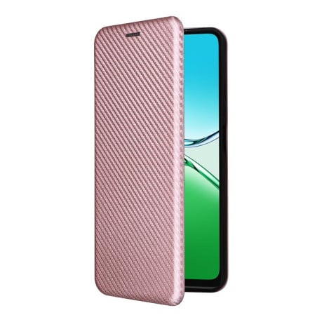 Чехол-книжка Carbon Fiber Texture на OPPO A5 5G/4G Global - розовый