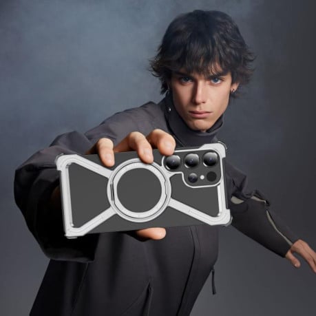 Протиударний чохол Titanium Alloy MagSafe Magnetic Airbag Shockproof для Samsung Galaxy S25 Ultra 5G - сріблястий