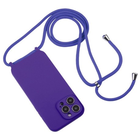 Чохол Crossbody Lanyard Liquid Silicone Caseна iPhone 15 Pro - фіолетовий