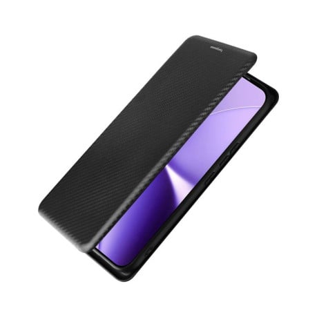Чехол-книжка Carbon Fiber Texture для Redmi Turbo 5 Max 5G / Poco X8 Pro Max — чёрный