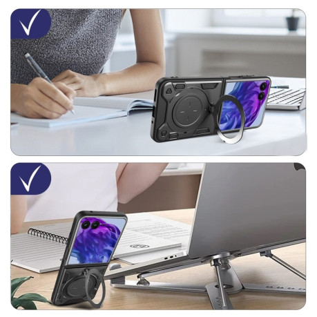 Протиударний чохол CD Texture Sliding Camshield Magnetic Holder на Motorola Razr 50 Ultra - червоний