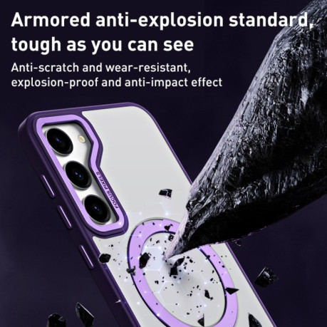 Противоударный чехол Skin Feel MagSafe with Holder для Samsung Galaxy S23 5G - фиолетовый