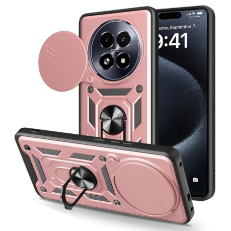 Протиударний чохол Camera Sliding для Realme 13+ 5G/13 Pro 5G/13 Pro+ - рожеве золото