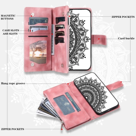 Чехол-книжка Multi-Card Totem Zipper Leather для Samsung Galaxy A36 - розовый
