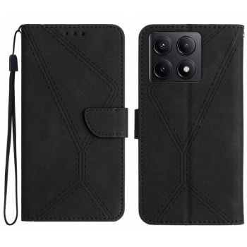 Чехол-книжка Stitching Embossed Leather для Xiaomi 14T 5G Global - черный