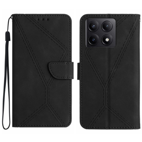 Чохол-книжка Stitching Embossed Leather для Xiaomi 14T 5G Global - чорний