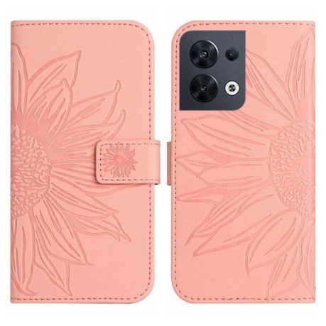 Чехол-книжка Skin Feel Sun Flower для OPPO Reno 8 4G/5G - розовый