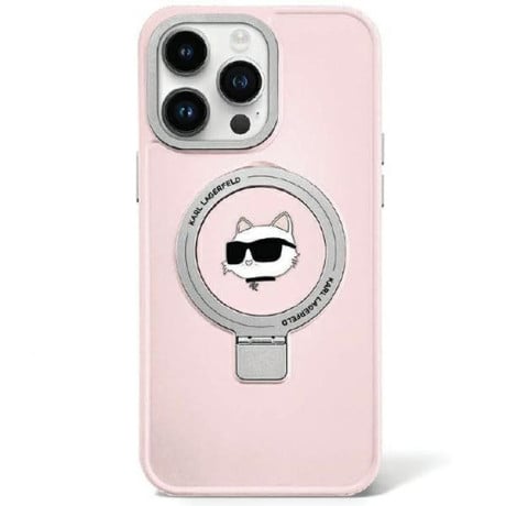 Оригинальный чехол Karl Lagerfeld Ring Stand Karl Choupette MagSafe для iPhone 15 Pro Max - pink(KLHMP15XHMRSCHP)