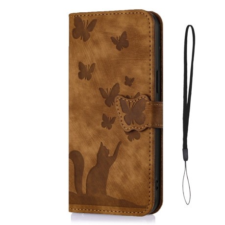 Чохол-книжка Cat Embossing Pattern на Google Pixel 8 Pro - коричневий