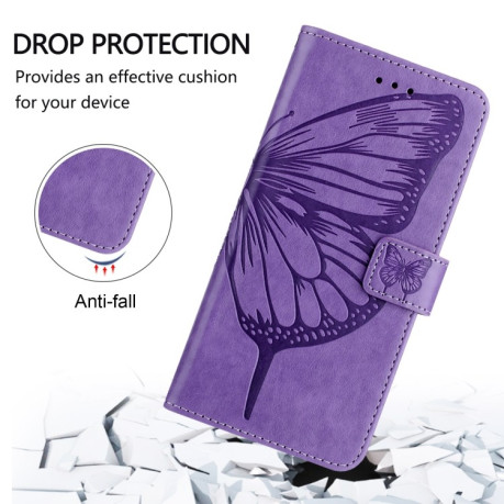 Чехол-книжка Embossed Butterfly для Motorola Moto G85 - фиолетовый
