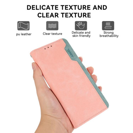 Чохол-книжка ABEEL Color Block Magnetic RFID Leather для iPhone 16e - Pink-Cyan