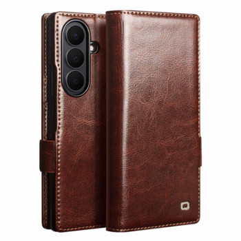 Чехол-книжка QIALINO Classic 103 с натуральной кожи на Samsung Galaxy Fold8 Ultra 5G — коричневый