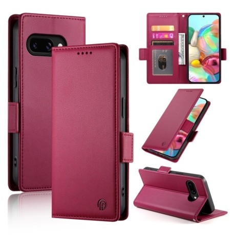 Чехол-книжка Side Buckle Magnetic Frosted Leather для Google Pixel 9a - винно-красный
