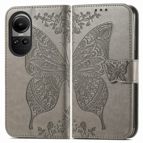 Чехол-книжка Butterfly Love Flower Embossed на OPPO Reno10 / 10 Pro Global - серый