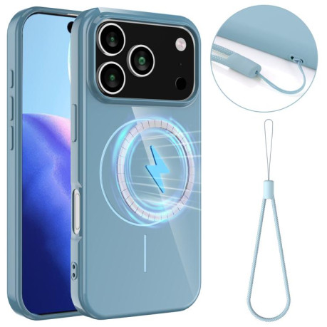Противоударный чехол Glossy TPU Shockproof MagSafe на iPhone 17 Pro - синий