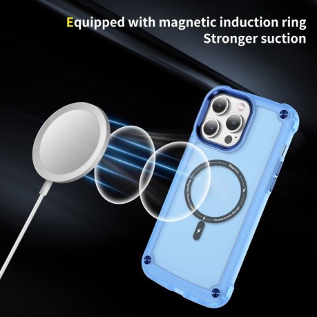 Противоударный чехол Skin Feel MagSafe Magnetic для iPhone 15 Pro 5G - синий