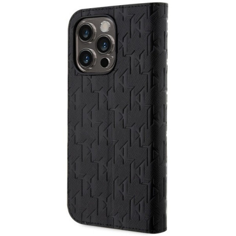 Оригінальний чохол-книжка Karl Lagerfeld Saffiano Monogram для iPhone 14 Pro Max - black