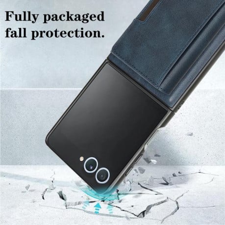 Чохол-книжка Kalebol Strong з MagSafe Tri-Fold з кишенькою для карт на Samsung Galaxy Filp 7 - синій