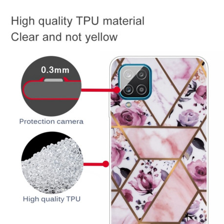 Противоударный чехол Marble Pattern для Samsung Galaxy A12 - Rhombus Rose