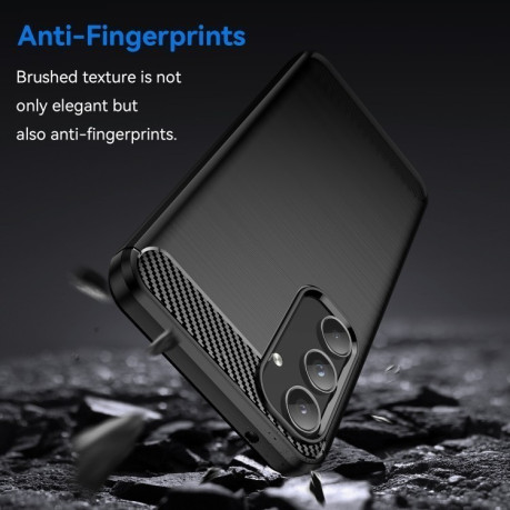 Противоударный чехол Brushed Texture Carbon Fiber на Samsung Galaxy A55 - черный