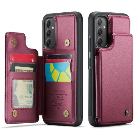 Чехол CaseMe C22 Card Slots Holder RFID Anti-theft для Samsung Galaxy A34 5G - винно-красный