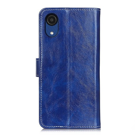 Кожаный чехол-книжка Retro Crazy Horse Texture на Samsung Galaxy A03 Core - синий