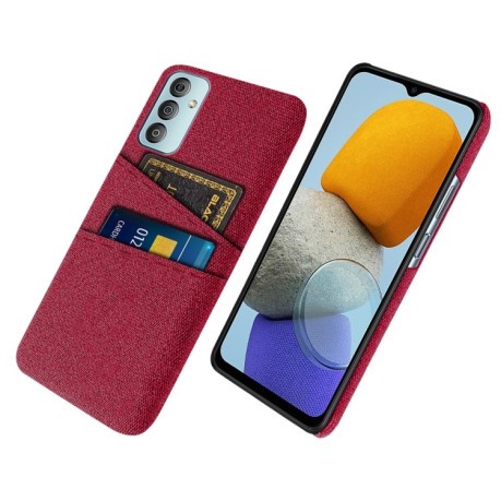 Противоударный чехол Cloth Texture with Dual Card Slots для Samsung Galaxy M23 5G - красный