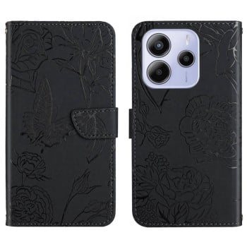 Чохол-книжка Skin Feel Butterfly Embossed для Xiaomi Redmi Note 14 4G - чорний