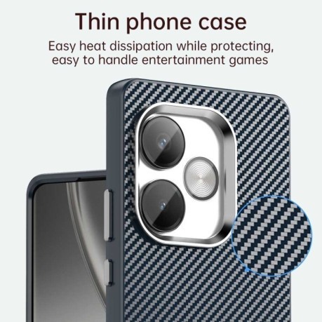Ударозащитный чехол HMC Carbon Fiber Series IMD на Realme GT 6T - синий