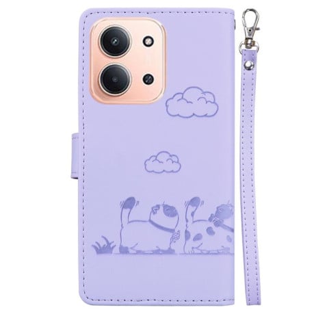 Чохол-книжка Cute Cats з магнітним хлястиком+захист сканування RFID на Xiaomi Redmi 15C 5G / 4G EU 173mm / Poco C85 5G - фіолетовий