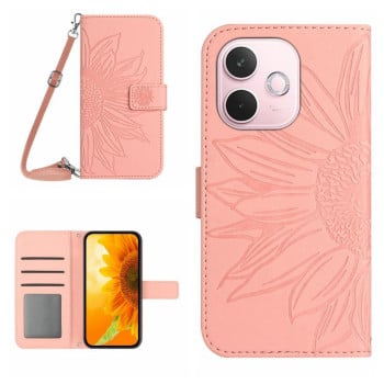 Чохол-книжка Skin Feel з малюнком соняшника на OPPO A5 Pro 5G Global - рожевий