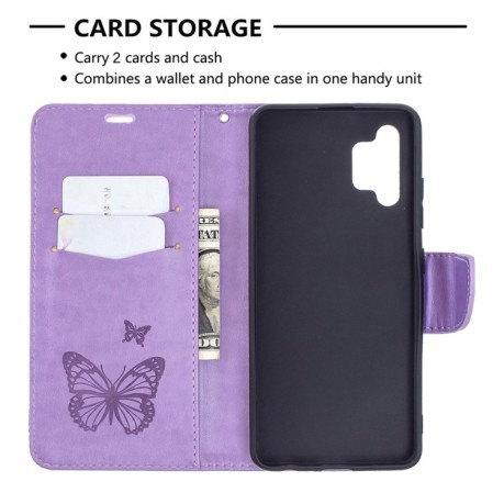 Чохол-книжка Butterflies Pattern Samsung Galaxy A32 4G - фіолетовий
