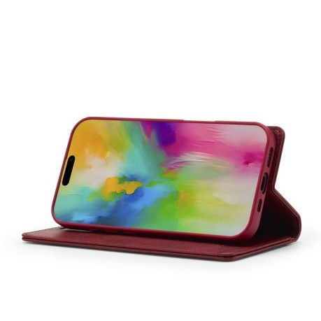 Чехол-книжка LCIMEEKE RFID для iPhone 16 Plus - красный