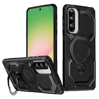 Противоударный чехол Frosted MagSafe Holder для Samsung Galaxy A36 5G - черный