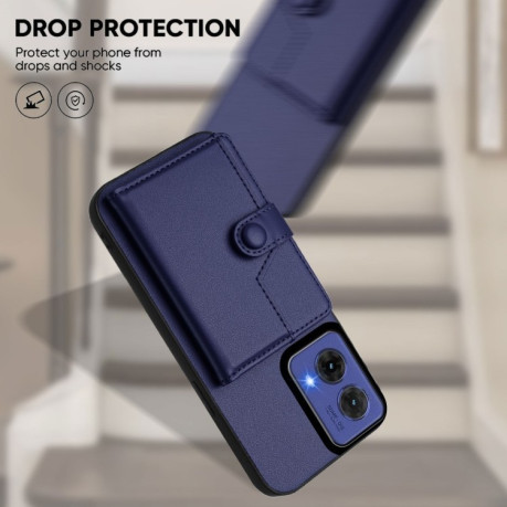 Ударозащитный чехол EU Version Button Card Bag RFID Anti-theft для Motorola Moto G85 - синий