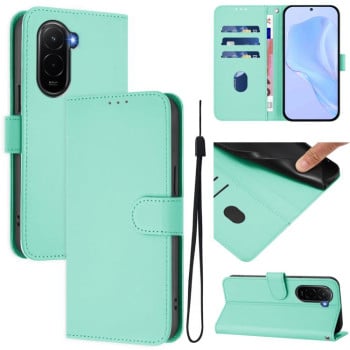 Чехол-книжка с мягким покрытием (Skin Feel) со шнурком на Xiaomi Poco M7 4G 169mm - зеленый