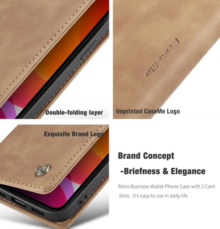 Кожаный чехол CaseMe-013 Multifunctional на iPhone 12 Pro Max - коричневый
