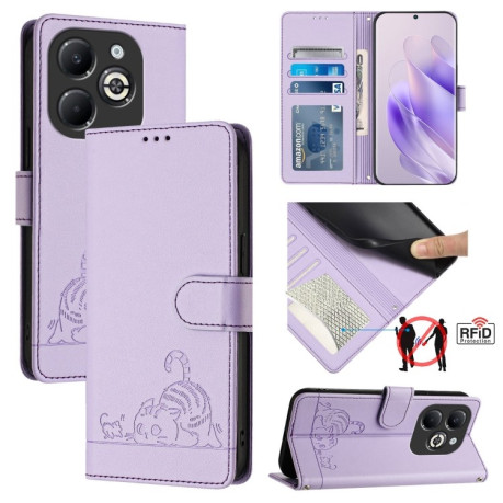 Чохол-книжка Cat Embossing Pattern на Infinix Smart 8 Plus / 8 Pro - фіолетовий