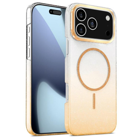 Противоударный чехол Gold Diamond Glitter Gradient MagSafe для iPhone 17 Pro - золотой