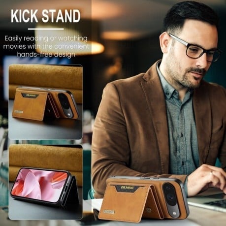 Чохол DG.MING M2 Series 3-Fold Multi Card Bag + Magnetic для Google Pixel 9/9 Pro - коричневий