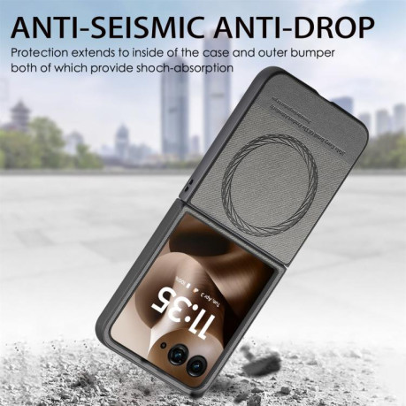 Чехол Twill Fabric Leather Skin Magnetic для Motorola Razr 60 Ultra - серый