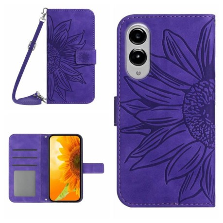 Чехол-книжка Skin Feel Sun Flower для Samsung Galaxy S25 Edge 5G - фиолетовый