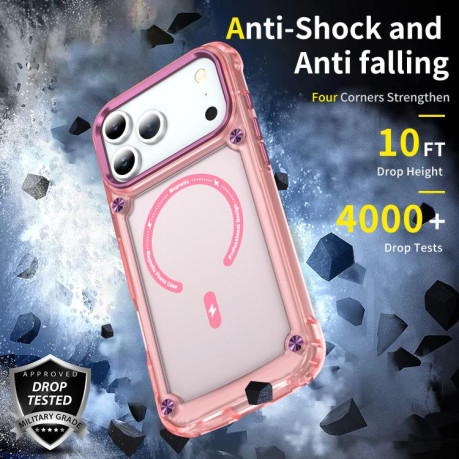 Противоударный чехол Skin Feel TPU + PC MagSafe Magnetic для iPhone 17 Pro - прозрачно-розовый