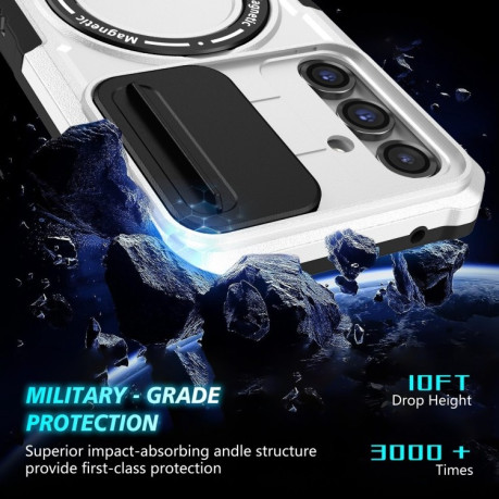 Противоударный чехол Sliding Camshield Magsafe Holder для Samsung Galaxy S23 FE 5G - черно-белый