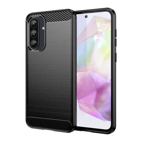 Противоударный чехол Brushed Texture Carbon Fiber на Samsung Galaxy A36 5G - черный