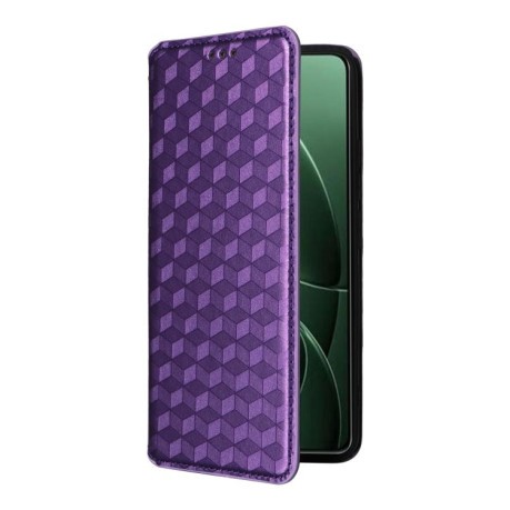 Чехол-книжка Cubic Grid Calf Texture для Xiaomi Poco F7 Pro / F7 Ultra - фіолетовий