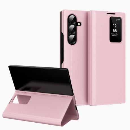 Чехол-книжка Smart View Window Leather на Samsung Galaxy Fold 7 5G - розовый