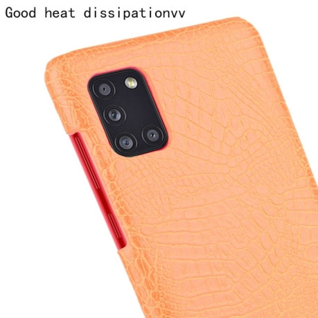 Ударопрочный чехол Crocodile Texture на Samsung Galaxy A31 - оранжевый